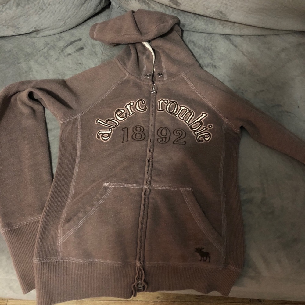 Abercrombie brown zip-up jacket with hood